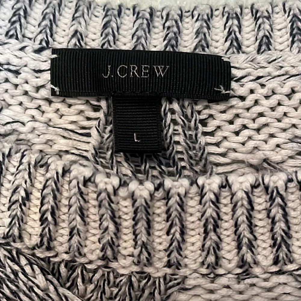J.Crew Knitted Sweater crewneck Navy Blue/White Womens size large